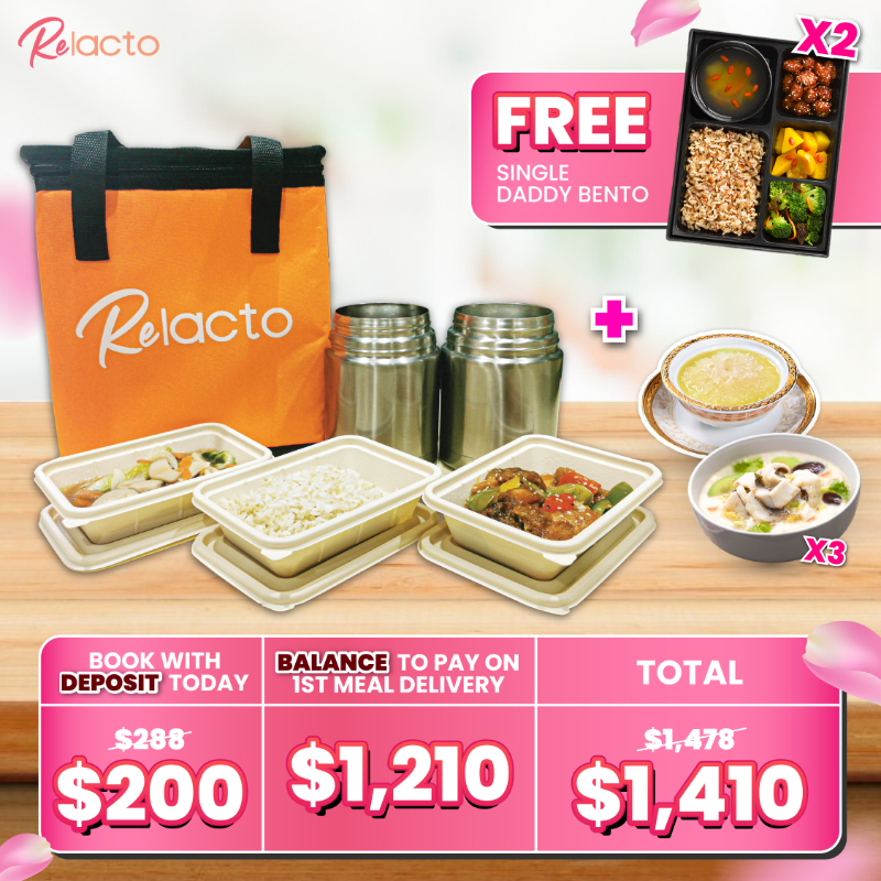 *Deposit First* ReLacto 28 Days Double Confinement Meal Package (Lunch & Dinner) - Service Activation After 3 July 2025